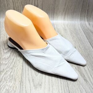 Zara Elegant Leather White Mules